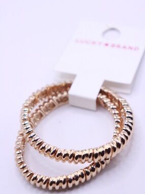 Lucky Brand Gold Plated Ribbed stretch Bracelet Set
